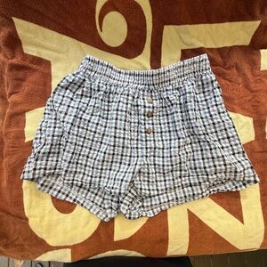 Urban Renewal Blue and White Plaid High Waist Shorts
